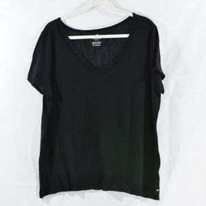 Raw edge black v neck